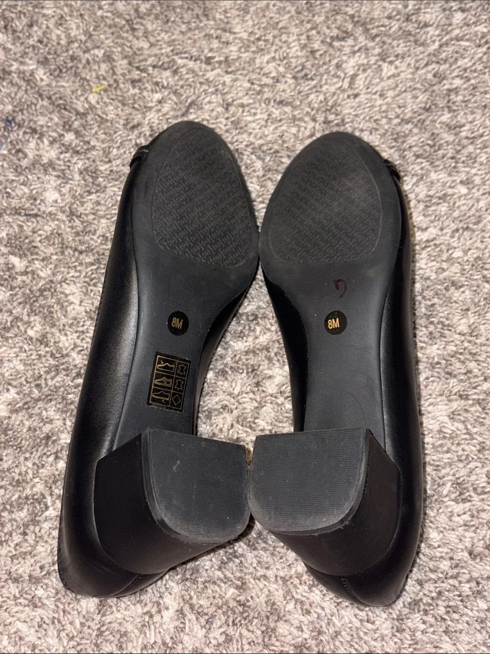 Tory Burch Block Heel Medallion Pumps Black Leather Size 8M